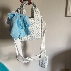 Madden Girl Floral Mini Tote in Light Blue and White